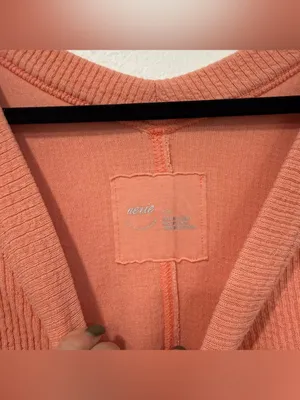 Aerie Wonder Textured V-Neck Peach Waffle Knit Oversized Sweatshirt S thumbnail 3