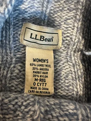 LL Bean blue chunky cable knit Sz:M mock neck wool/angora blend winter sweater. thumbnail 9