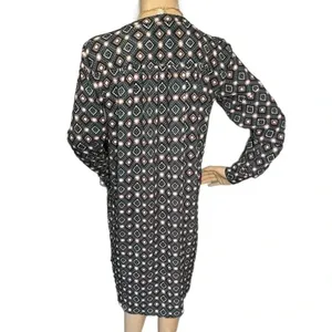 Ann Taylor LOFT Geometric Floral Shirt Dress Pink Gray Long Sleeve Women’s XS/S thumbnail 5