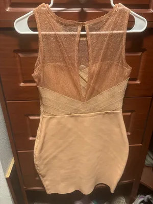 Fitted Dress midi Gold Size L thumbnail 2