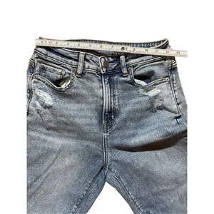 American Eagle light wash stretch‎ high rise Mom Jeans Sz 0 thumbnail 8