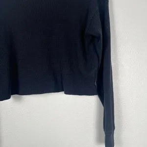 Aritzia Tna Women's Long Sleeve Waffle‎ Crew Top Black Sz XXS thumbnail 5
