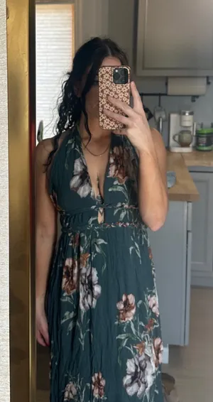 Floral Halter Maxi Dress Green Size 6 thumbnail 1