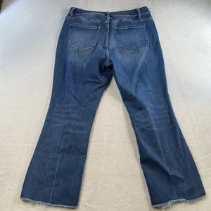 Vervet Plus 18 Jeans High Rise Raw Step Hem Crop Kick Flare Medium Wash‎ Stretch thumbnail 11