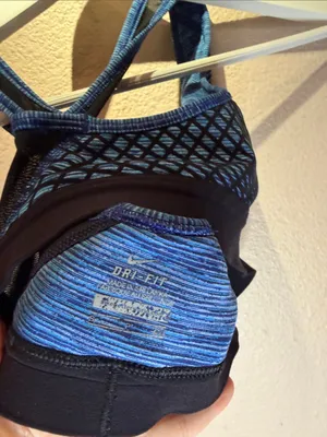 Nike Pro Hyper Classic Women’s Lined Sports Bra Size Small Blue Black thumbnail 5