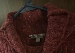 J.CREW Burgundy Merino Wool Alpaca Blend Mock Neck Ribbed Yoke Sweater Size S thumbnail 2