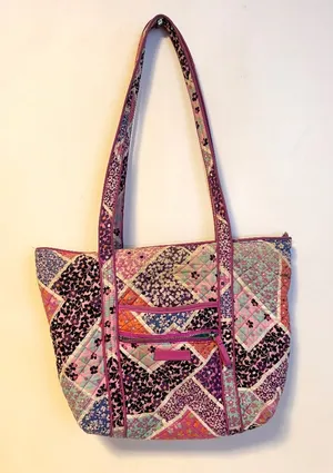 Vera Bradley Vera Tote Bag Multiple Compartments Modern Medley Pink Purple Blue thumbnail 1