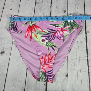 Salt + Cove High-Waist Floral Swim‎ Bottom in Tropicali Dusty Violet L thumbnail 6