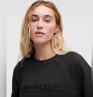 NWT Lululemon Scuba Oversized Pullover Crewneck Sweater Wordmark Black Size M/L thumbnail 5