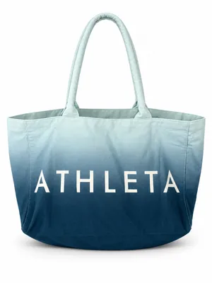 Athleta Blue Ombre Canvas Logo Tote Bag Large Gym Beach Travel thumbnail 1