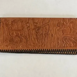 Vintage Hand Tooled Leather‎ Bill Holder Engraved Hazel Bishop thumbnail 5