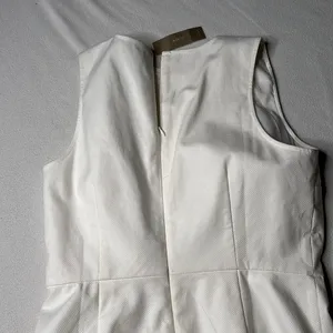 NWT JCrew Fluted Hem Stretch Pique Sheath Dress in Ivory thumbnail 6