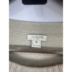 J.Crew Sweater Womens Medium Brown Beige Colorblock Merino Wool Blend Zip Detail thumbnail 3