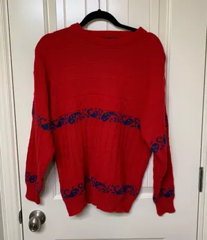 Vintage Grandpa Sweater Red Size L thumbnail 1