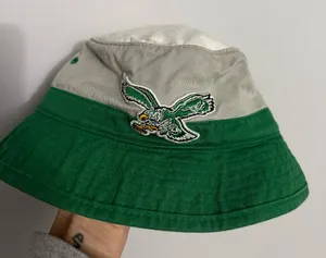 Mitchell & Ness Philadelphia Eagles Bucket Hat Throwback Hat Retro Gray Green thumbnail 1