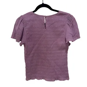 Madewell Lucie Flutter-Sleeve Smocked Bodice Top - Fig Size M thumbnail 6