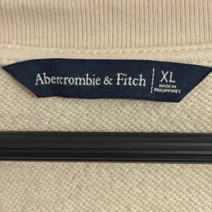 Abercrombie & Fitch Womens XL Colorblock Logo Sweatshirt Cream White Oversized thumbnail 4