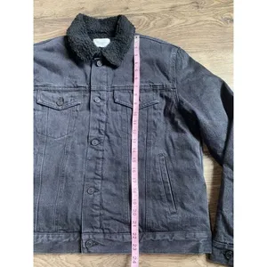 NWOT Womens KanCan‎ Sonny Sherpa Trucker Jacket acid black denim size L thumbnail 8