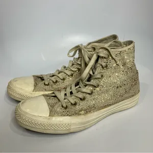 Converse all star Hi Parchment Hightop Sneakers cream sequin women’s size 9‎ thumbnail 5
