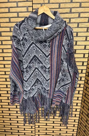 Free People Navy Aztec Cowl Neck Sweater Size Small‎ thumbnail 1