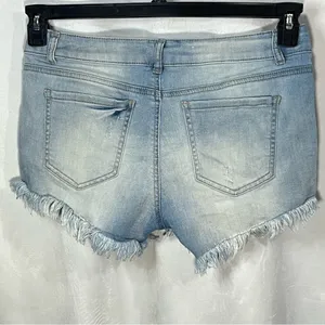 Wax Jean Distressed‎ Frayed Hem Bleach Wash Floral Oversized Pockets Mid-Rise(L) thumbnail 2
