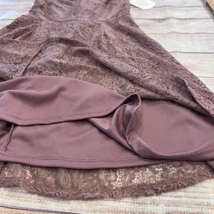 Altar'd State Dali Lace Fit and Flare Dress Pale Mauve V-Neck Keyhole Back NWT M thumbnail 8