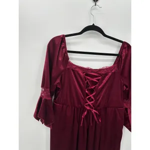 Bloomchic Womens Red‎ Velvet Midi Dress Size 1X NWT Renaissance Witchy Vampire thumbnail 3