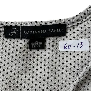 Adrianna Papell White Black Polka Dots Top Women Blouse Size Large | 60-13 thumbnail 4