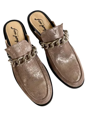 EUC Free People Leather Vida Mules Metallic Hold Size 9.5 thumbnail 1