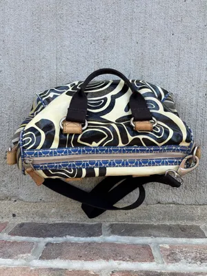 Fossil Key Per Coated Canvas purse bag crossbody black and white thumbnail 2