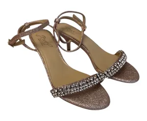 Badgley Mischka Loren Rose Gold Glitter Ankle-Strap Sandals Size 6.5 New in box thumbnail 1