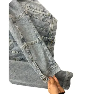 Free People Women's‎ Rumors Seamed Light Wash Denim Classic Jacket Grunge Size L thumbnail 5