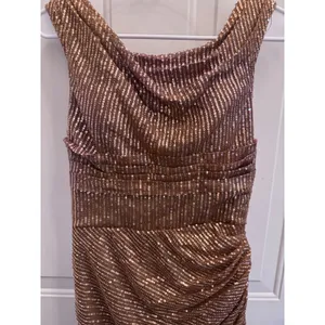 Ryanth‎ Rose Gold Sequin Cowl Neck Ruched Formal Gown Dress Size 4 NWT thumbnail 2