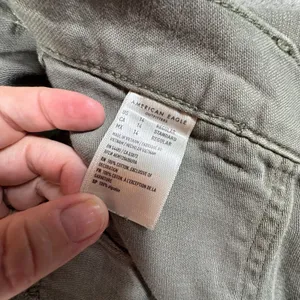 American Eagle Women 14 Olive Green Utility Cargo Pants High Rise Button Fly thumbnail 15