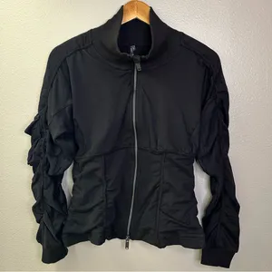 NEW Free People Movement Foundation Ruched Seam Jacket in Black Bomber Jacket thumbnail 9