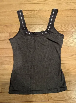 Free People Intimately Lace Tank Top Size Medium Heather Grey thumbnail 1