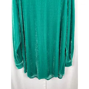 Soft Surroundings Green Velvet Button Up Blouse Sz.L thumbnail 14