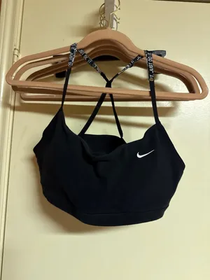 Nike Dri-FIT Black Sports Bra With Adjustable Straps & Just Do It Logo. Lightwei thumbnail 2