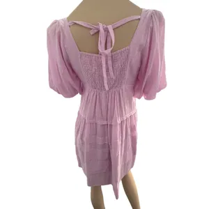 Easel Pink Babydoll Puff Sleeve Pleated Tiered Dress NWT Small Cottage‎ Fairy thumbnail 7