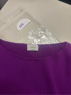 Aritzia Wilfred Free Cut-Out Knit Long Sleeve Purple Mini Dress Size Large thumbnail 6