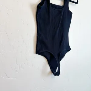 Abercrombie | Soft‎ A&F Ribbed Square Neck Thong Bodysuit in Black thumbnail 6