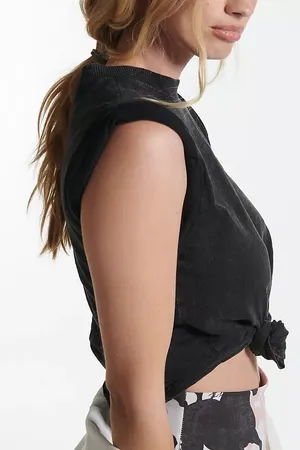 Anthropologie Pilcro Roll Sleeve Tank Top Black M 100% Cotton Relaxed Tee thumbnail 2
