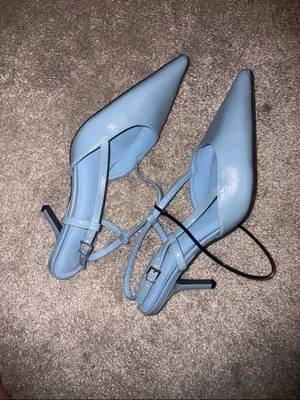 Classic steal Blue Pointed Toe Slingback Heels size 41 new thumbnail 8