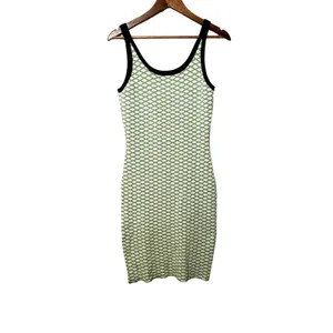 Cider Dress Knit Geometric Midi Sleeveless Green and White Tank Size Medium thumbnail 2