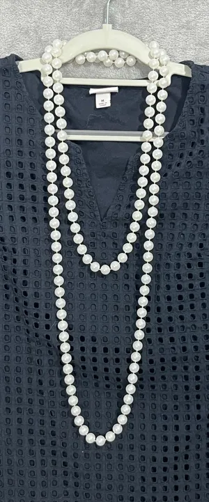 Chunky 72" Long Faux Pearl Necklace Opera Flapper Coquette Great Gatsby thumbnail 1