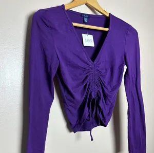 Uk2la CLEARANCE! Purple Boutique Cinch Front Crop Top Size M NWT 2 thumbnail 3