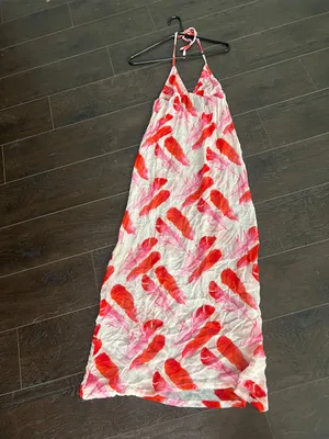 Vintage Beautiful Bottoms London rebranded ASCENO Pink Red Silk Halter Maxi thumbnail 2