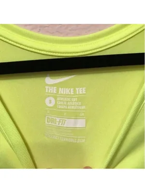 Nike Dri-FIT Neon Yellow V-Neck Athletic T-Shirt‎ thumbnail 5