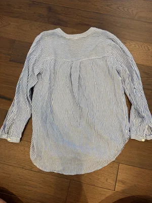 Old Navy Blue and White Striped Popover Blouse Size Large - C45-040 thumbnail 6