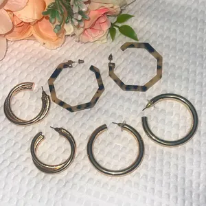 Earrings Leopard Print Resin Hoops & Gold Hoops Bundle thumbnail 1